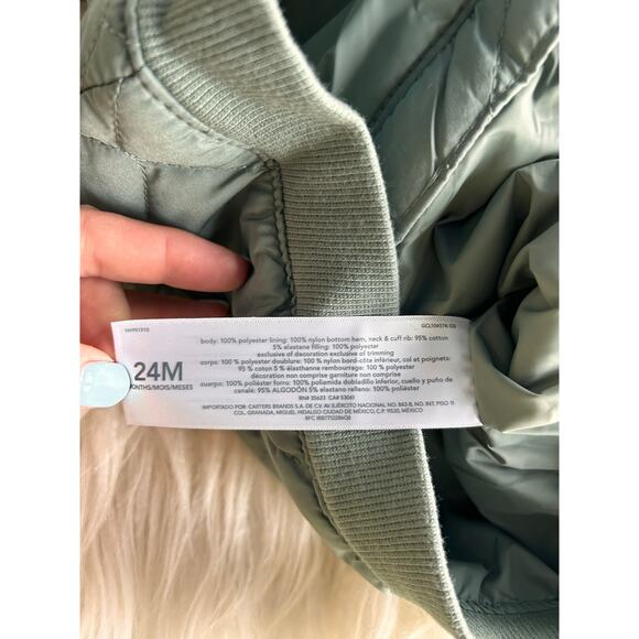 B’gosh NWT Baby Boy Quilted Full-Zip Bomber Jacket Outerwear Sage Green Size 24M - Picture 7 of 10